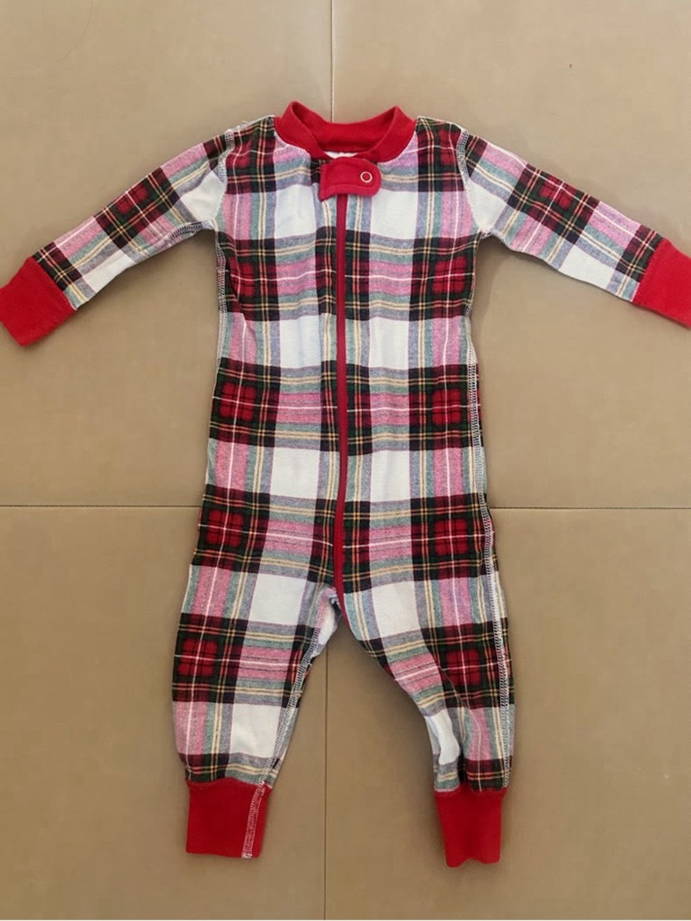 Hanna Andersson Holiday Plaid One-Piece Zipper Sleeper Pajamas - 12-18M